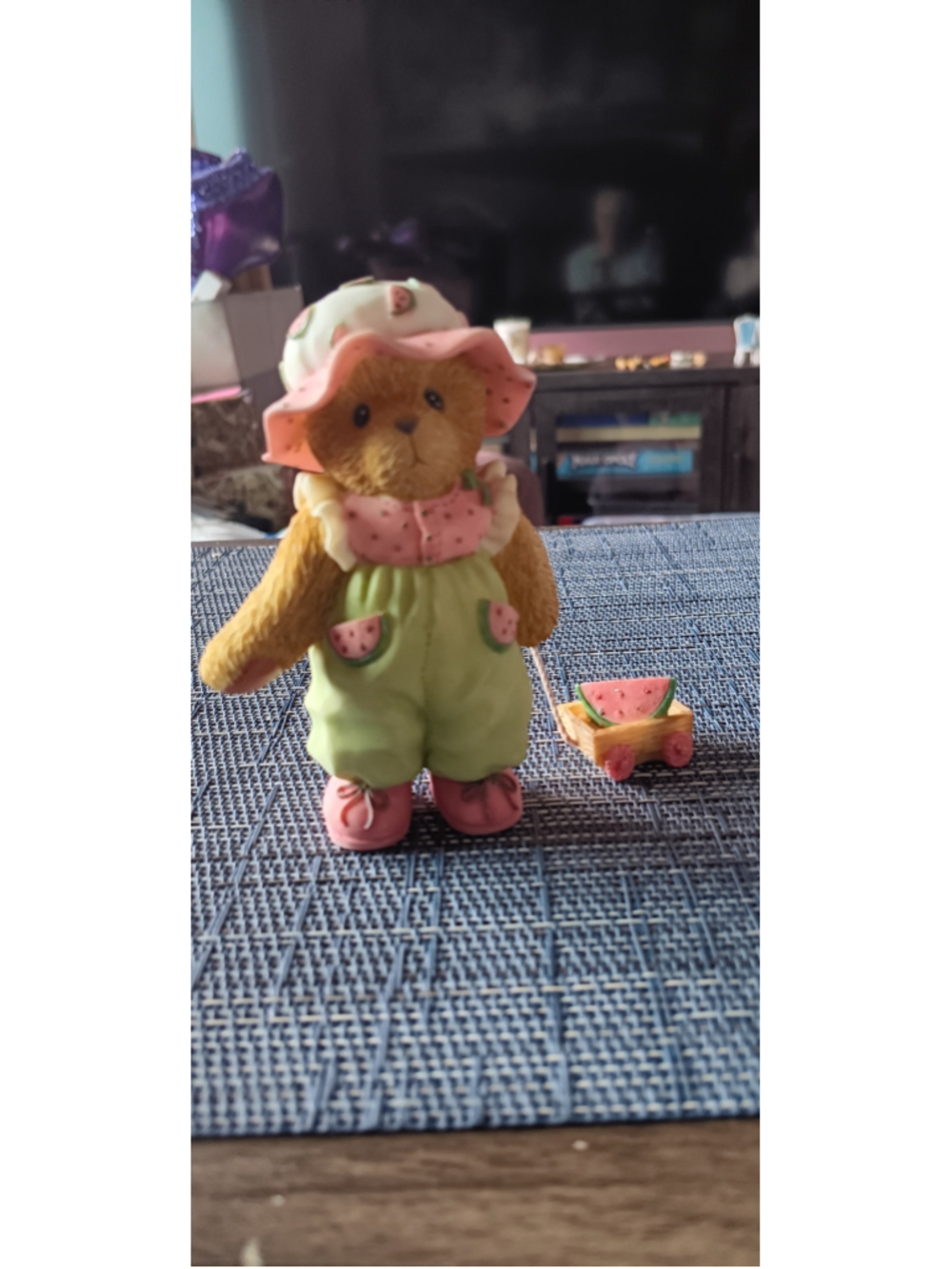 NIB Cherished Teddies Tori Bear Figurine Green Pink Watermelon 676845